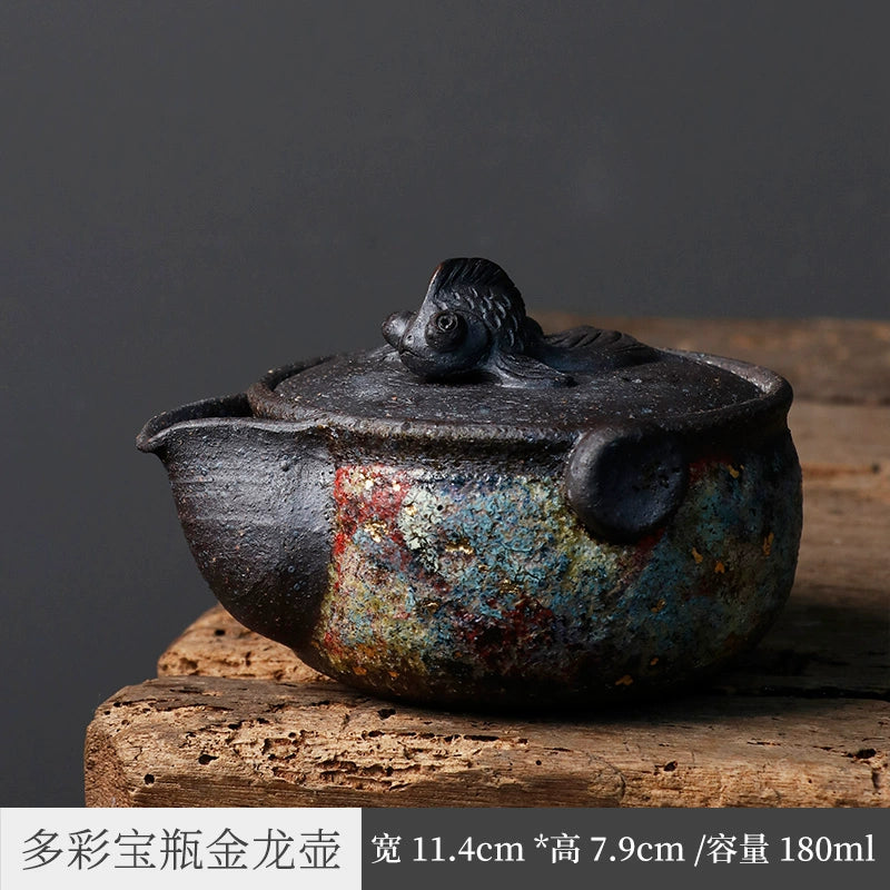 Japanese rock mine treasure bottle pot, pure handmade goldfish teapot home