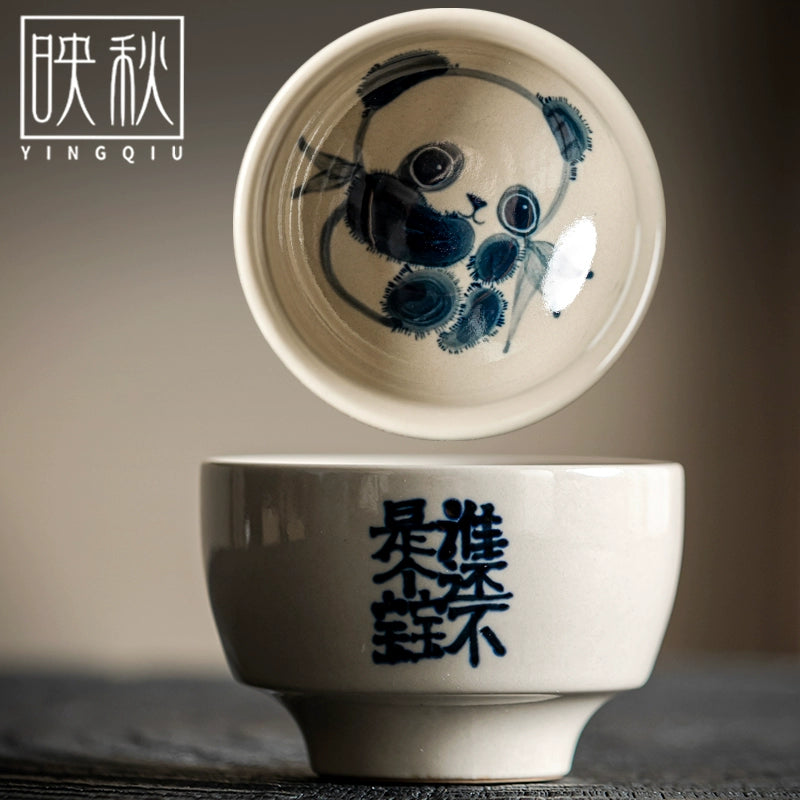 Hand-painted cute panda single cup tea set