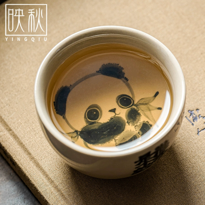 Hand-painted cute panda single cup tea set