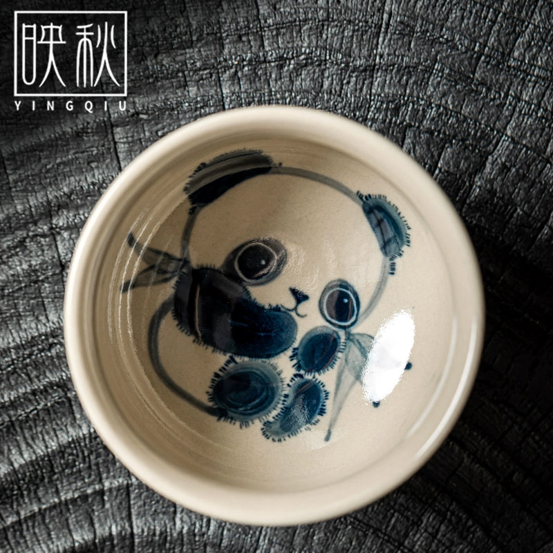 Hand-painted cute panda single cup tea set