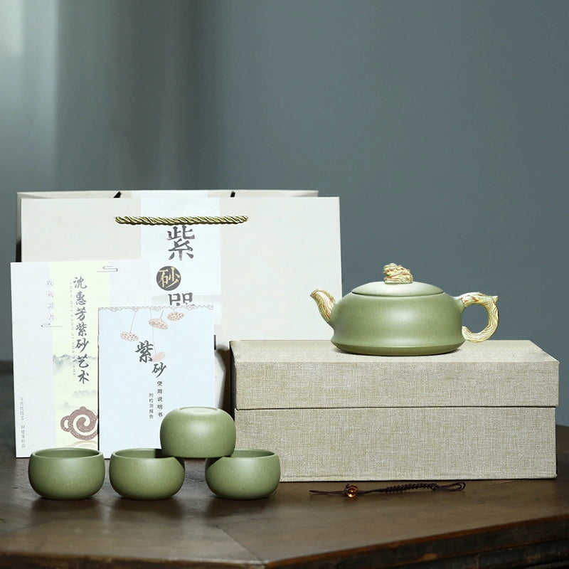 Bean green sand twisted mud teapot