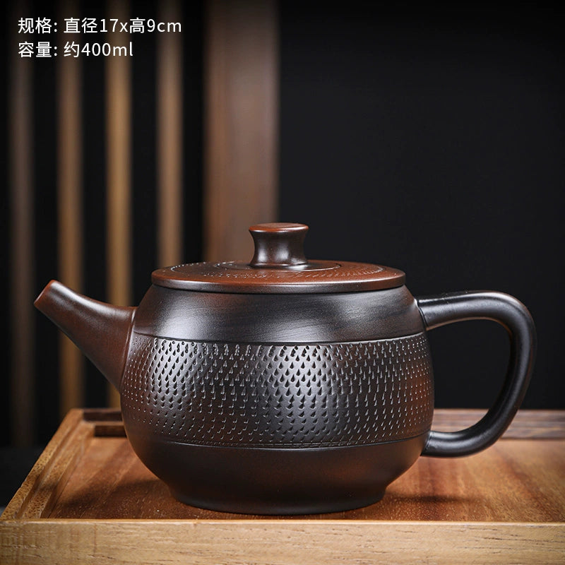 Purple pottery retro Pixiu teapot