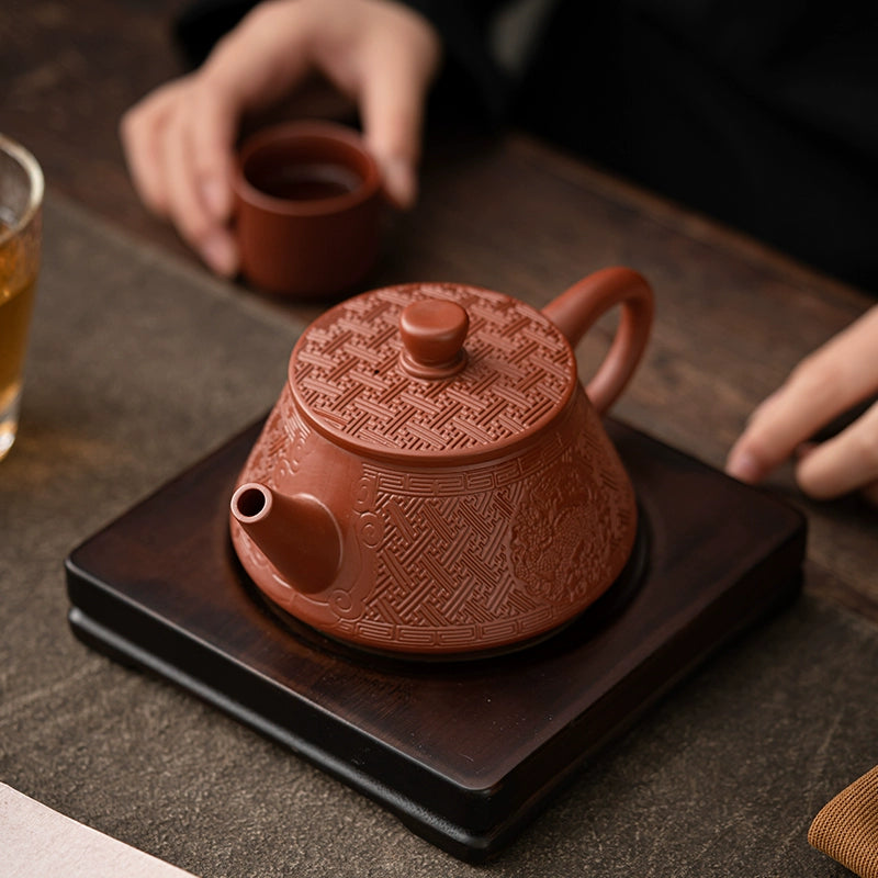 Dahongpao stone gourd and phoenix kettle hand-engraved