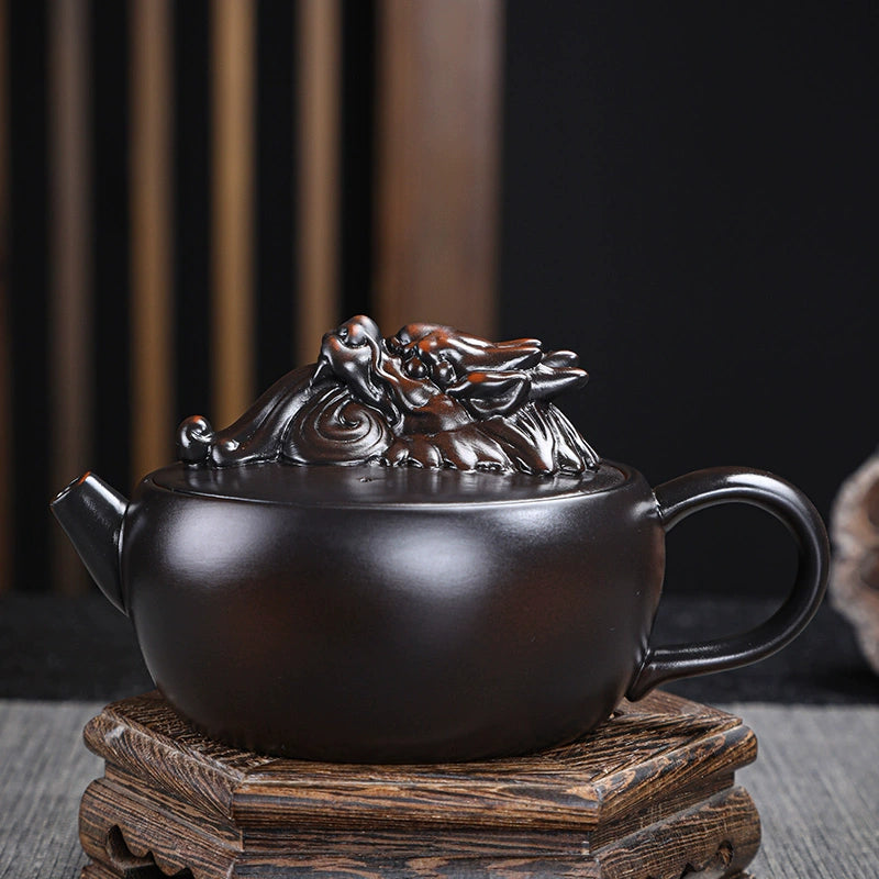 Purple pottery retro Pixiu teapot