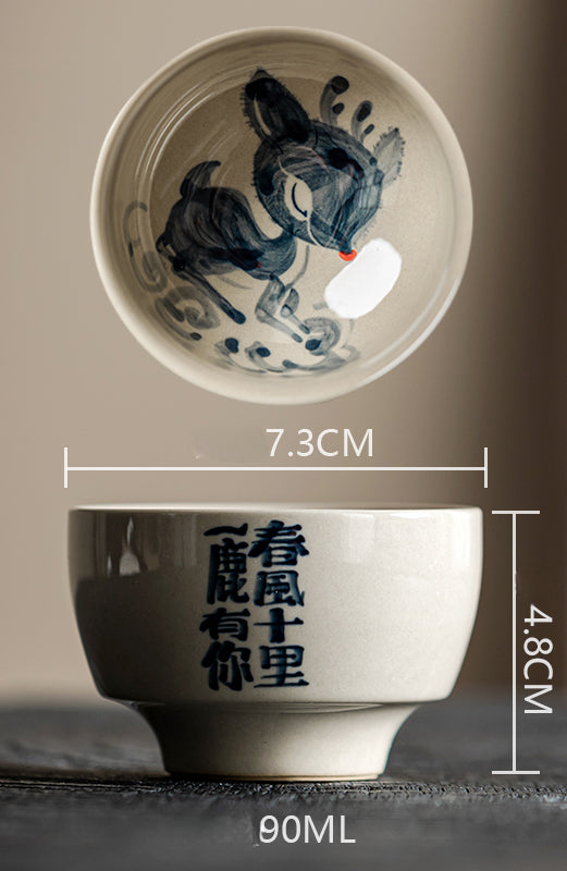 Hand-painted cute panda single cup tea set